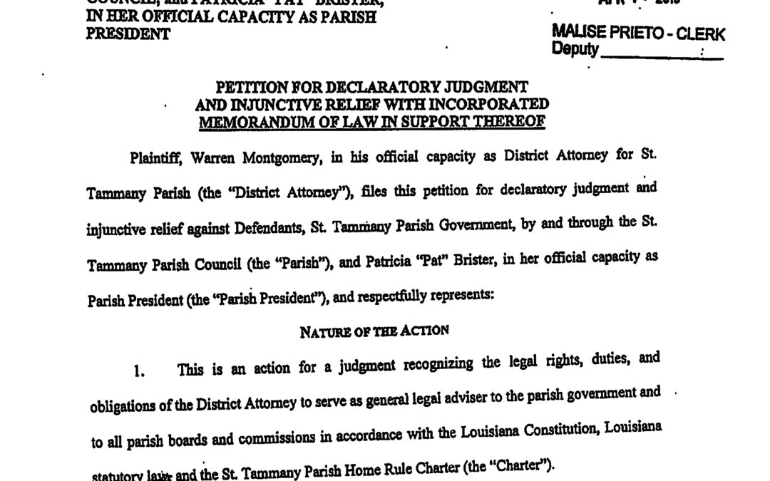 Montgomery’s legal dispute with the Parish